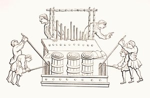 12th Century Bellows Organ with Two Keyboards, from 
